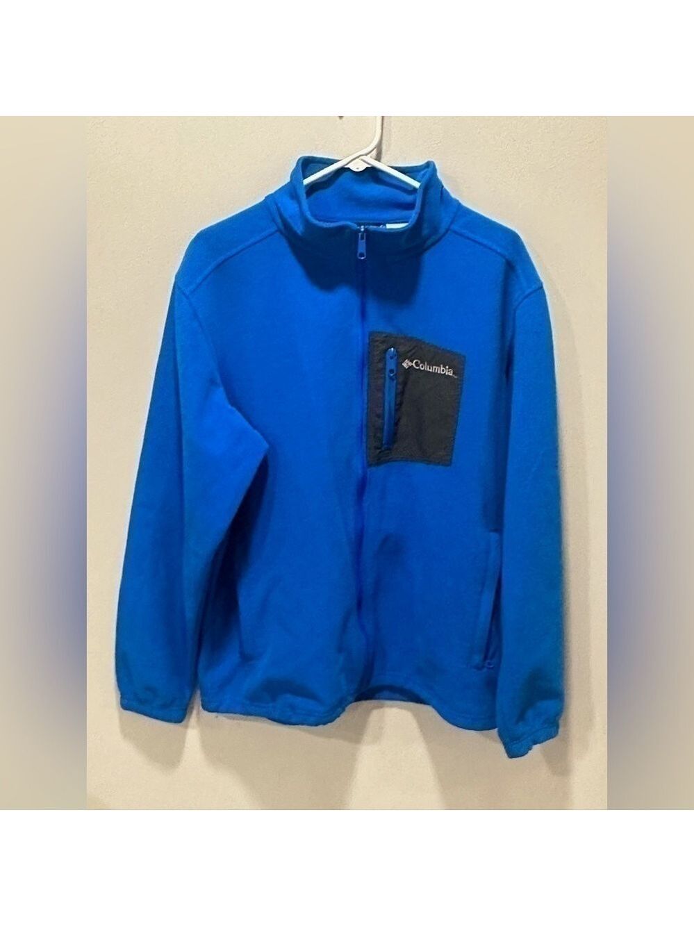 Columbia Omni Heat Full Zip Jacket Blue Soft Shell Thermal Comfort Size Large